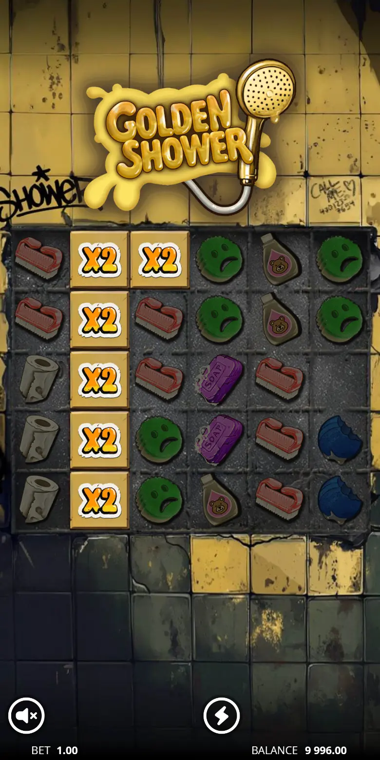 Golden Shower casino cluster win forming with soap symbols